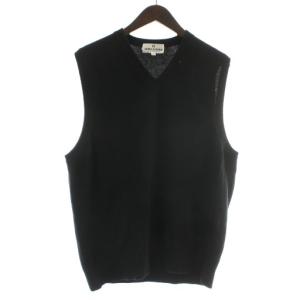 ベスト ニット カシミヤ プルオーバー Vネック ロゴ 刺繍 L 黒 ブラック /XZ GY60