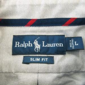 RALPH LAUREN シャツ L SLIM FIT グレー 長袖 ボタンダウンカラー ロゴ刺繍 /CK17 GY60