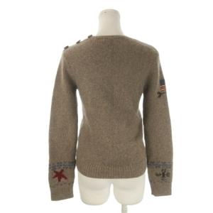 RALPH LAUREN セーター ウール M 茶 ブラウン ロッキングホース柄 ラウンドネック 長袖 /CK26 GY60