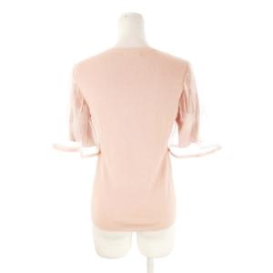 BLUE LABEL CRESTBRIDGE ニットトップス 38 ピンク 五分袖 リボンタイ シアー素材フレアスリーブ /CK28 GY60