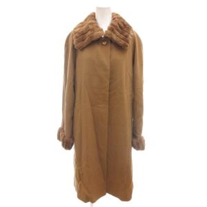 毛皮コート ロング カシミヤ M 茶 ブラウン 長袖 ファー襟 /KR GY60