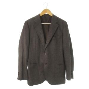 テーラードジャケット シングル ツイード カシミヤ 48 L 茶 ブラウン /CK1 GY60