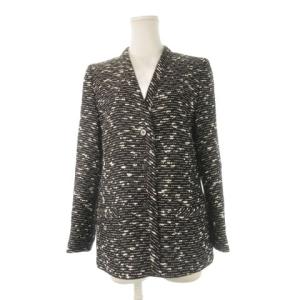 Soft Sports ツイードジャケット ノーカラー Vカット M 黒 ブラック /CK10 GY60