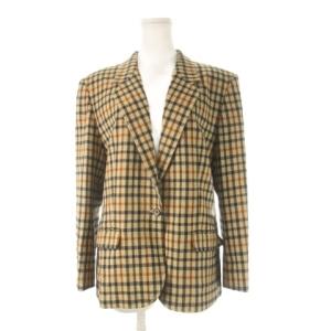 テーラードジャケット シングル ウール チェック 13 茶 ブラウン /CK11 GY60