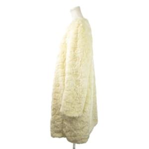 LAURA ASHLEY フェイクファーコート 38 ベージュ ノーカラー 長袖 CTE 915 A14 /MN7 GY60