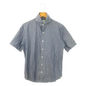 半袖シャツ 15 3/4 / 40 青 ブルー ドット柄 ワイドカラー 半袖 /MN6 GY60