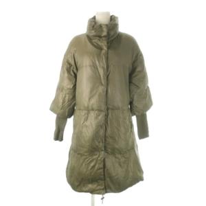ダウンコート ロング 袖リブ 切替 2 緑 カーキ /CK6 GY60
