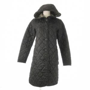 × リバティ LIBERTY キルティングコート フーディ ロング 36 S 黒 ブラック /CK7 GY60