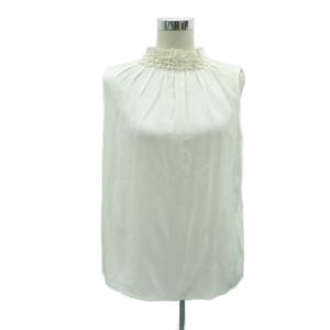 ブラウス カットソー シルク 38 M アイボリー ノースリーブ ハイネック /HO39 GY58