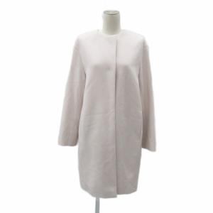 ノーカラーコート ロング丈 ウール カシミヤ混 40 L ライトピンク /SY23 GY58