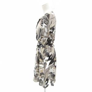 TRUSSARDI ワンピース ミモレ丈 半袖 総柄 マルチカラー 38 M グレー /SY45 GY58
