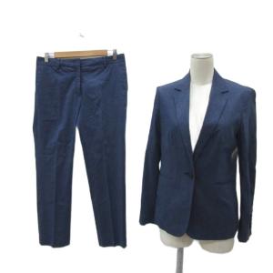 スーツ セットアップ 上下 38 M 紺 ネイビー 無地 テーラードジャケット シングルボタン ミドル丈