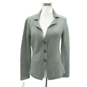 ニットカーディガン オープンカラー ミドル丈 カシミヤ 44 3L グレー /HO4 GY59