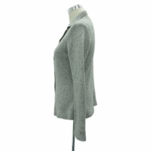 LES COPAINS ニットカーディガン オープンカラー ミドル丈 カシミヤ 44 3L グレー /HO4 GY59