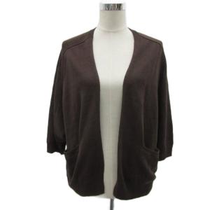 カーディガン 麻 リネン 38 M 茶 ブラウン 前開き 七分袖 ミドル丈 /YS16 GY59