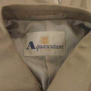 Aquascutum ステンカラーコート ロング 絹 シルク混 36 グレー 無地 長袖 /KR GY59