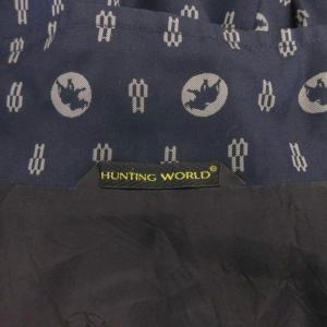 HUNTING WORLD コート ひざ丈 紺 ネイビー 総柄 ベルト スタンドカラー 長袖 /KR GY59