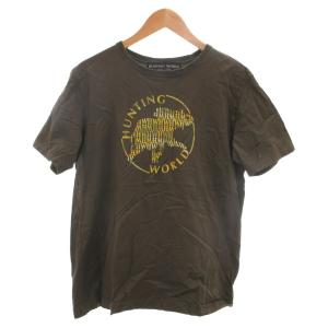 Tシャツ L カーキ 半袖 ロゴプリント ラウンドネック /KR GY59