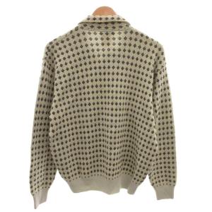 GIORGIO ARMANI ニット ポロシャツ 総柄 ウール 長袖 ベージュ /FF  GY59