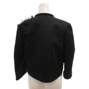VALENTINO ノーカラージャケット ブルゾン フラワーモチーフ 40 黒 ブラック /FF GY59