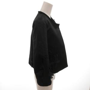 VALENTINO ノーカラージャケット ブルゾン フラワーモチーフ 40 黒 ブラック /FF GY59