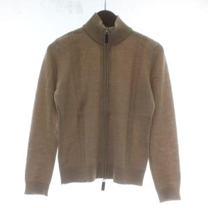 カーディガン ニット ウール シルク混 カシミヤ混 長袖 ハイネック ジップアップ 9 茶色 ブラウン
