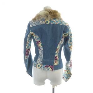 John Galliano パッチワーク ジャケット 花柄 36 ブルー