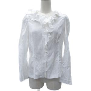 ブラウス シャツ 長袖 40 L 白 ホワイト フリル 無地 /SY59 GY58