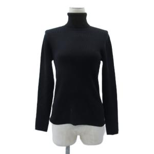 リブニット カットソー シルク 6 S 黒 ブラック タートルネック 長袖 /SY27 GY58