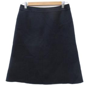 フレアスカート ミモレ丈 ウール 9 紺 ネイビー 無地 /SY37 GY58