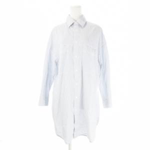 シャツワンピース 青 ブルー ストライプ柄 レギュラーカラー 長袖 /CK6 GY58