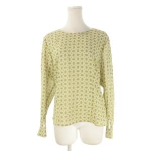 ブラウス 9 黄 イエロー 緑 カーキ 総柄 ラウンドネック 長袖 /CK5 GY58