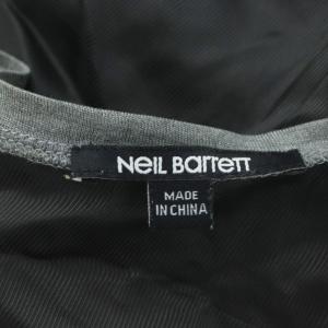 Neil Barrett カットソー ノースリーブ 絹 シルク S 黒 ブラック グレー /KW GY58