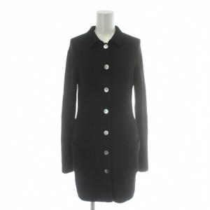 リブニット ワンピース カーディガン ロング 長袖 ウール 黒 ブラック /KW GY58