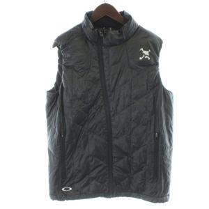 ダウンベスト XL 黒 ブラック ドット柄 スタンドカラー /KW GY57