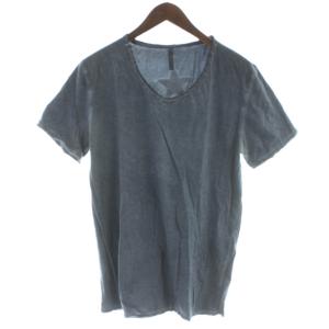 WLG 製品染め Tシャツ カットソー 半袖 ダメージ加工 M ブルー 紺 ネイビー /KW GY57