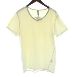 WLG Tシャツ カットソー 半袖 ダメージ加工 M アイボリー /KW GY57