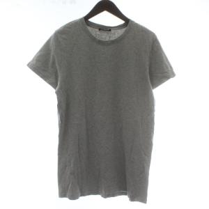Tシャツ カットソー 半袖 クルーネック 無地 ダメージ加工 M グレー /XZ GY57