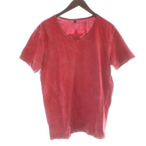 WLG 製品染め Tシャツ カットソー 半袖 ダメージ加工 M 赤 レッド /KW GY57
