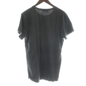 BALMAIN Tシャツ カットソー ダメージ加工 M 黒 ブラック 無地 ラウンドネック 半袖 /KW