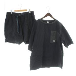 セットアップ Tシャツ カットソー 半袖 ショートパンツ ハーフパンツ L 黒 ブラック ショート丈 ナイロン