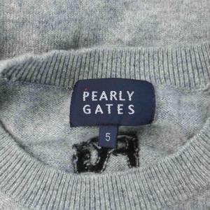 PEARLY GATES セーター ニット カシミヤ 5 グレー ロゴプリント ラウンドネック 長袖 /KW GY57