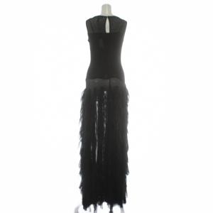 BCBGMAXAZRIA ワンピース ドレス 2 黒 ブラック ノースリーブ マキシ丈 フリル シースルー MD03D30 /XZ