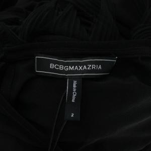 BCBGMAXAZRIA ワンピース ドレス 2 黒 ブラック ノースリーブ マキシ丈 フリル シースルー MD03D30 /XZ