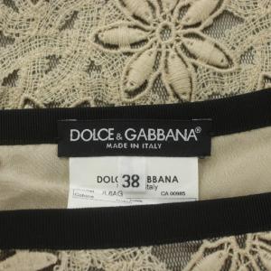 DOLCE&GABBANA タイトスカート ひざ丈 花柄 レース 刺繍 38 ベージュ 黒 ブラック /XZ GY57