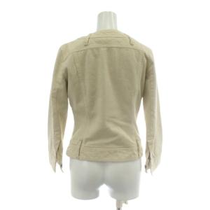 DOLCE&GABBANA デニムジャケット Gジャン ノーカラー 裏地ヒョウ柄 レオパード 38 M アイボリー /XZ