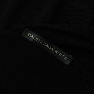 BALENCIAGA 旧タグ ニット セーター チュニック 薄手 長袖 スクエアネック 刺繍 34 黒 ブラック /XZ GY57