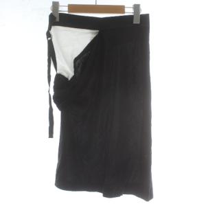 タイトスカート ひざ丈 イージー 38 M 黒 ブラック 白 ホワイト 21-21-241054 /XZ