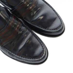 LOUIS VUITTON ローファー 革靴 レザー ロゴ 5.5 25cm 黒 ブラック /MQ OH