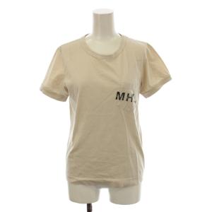 Tシャツ M ベージュ ラウンドネック ロゴプリント 半袖 /LP GY60